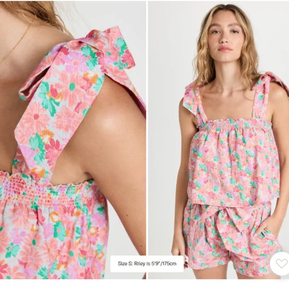 Something Navy Floral Tie Shoulder Top Pink/Floral Size XXS New without Tag - Picture 3 of 7